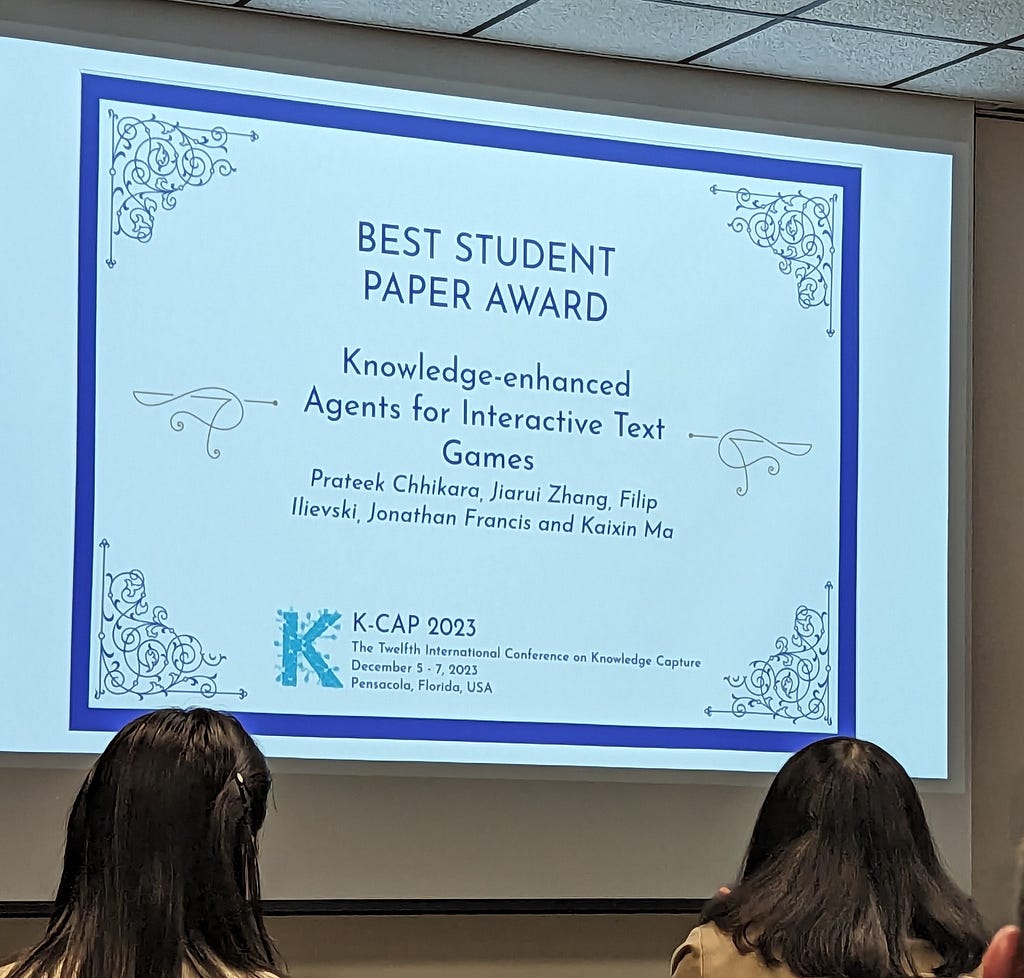 Recognized with Best Student Paper at K-CAP 2023